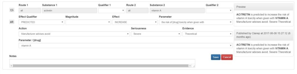 Drug page for acitretin (four interactions)