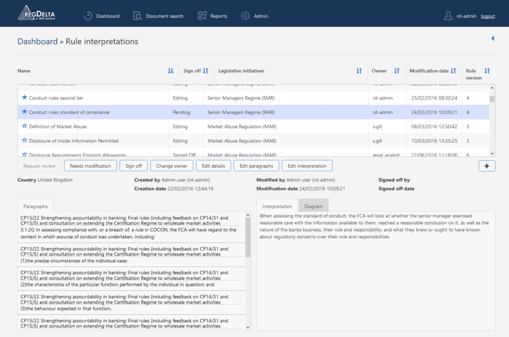 Document analysis - the relevant paragraph is displayed according to the automated classification